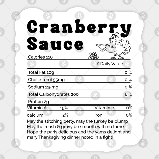 Cranberry Sauce Nutritional Facts, Funny,Thanksgiving ,Food, food, friends Sticker by MrStylish97